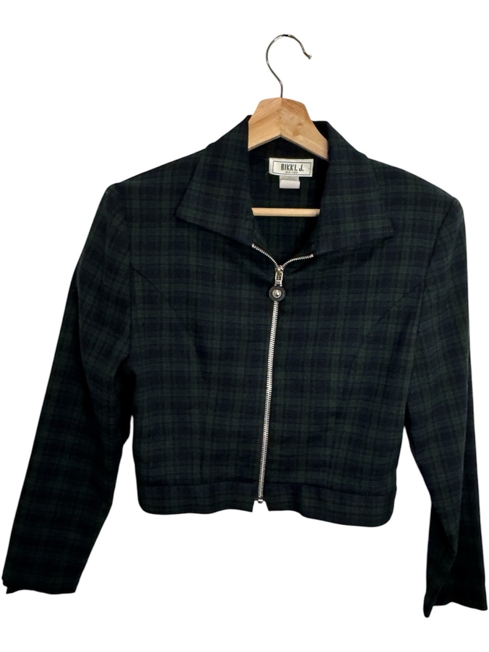 Vintage Rikki J USA Blackwatch Plaid Cropped Zip Jacket S Orig. Retail $95